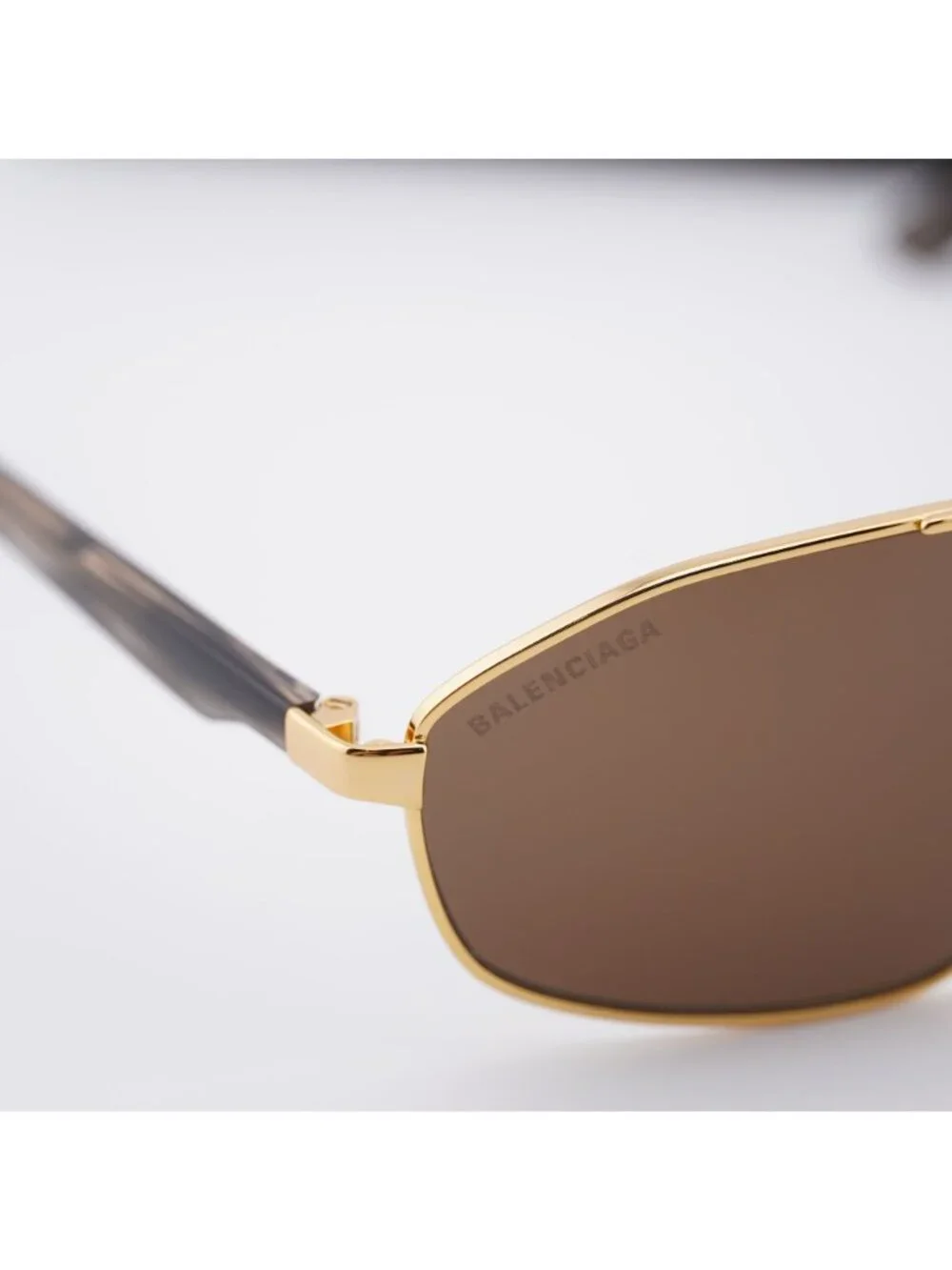 Balenciaga BB0012S 002 Unisex Aviator Sunglasses - Gold / Brown